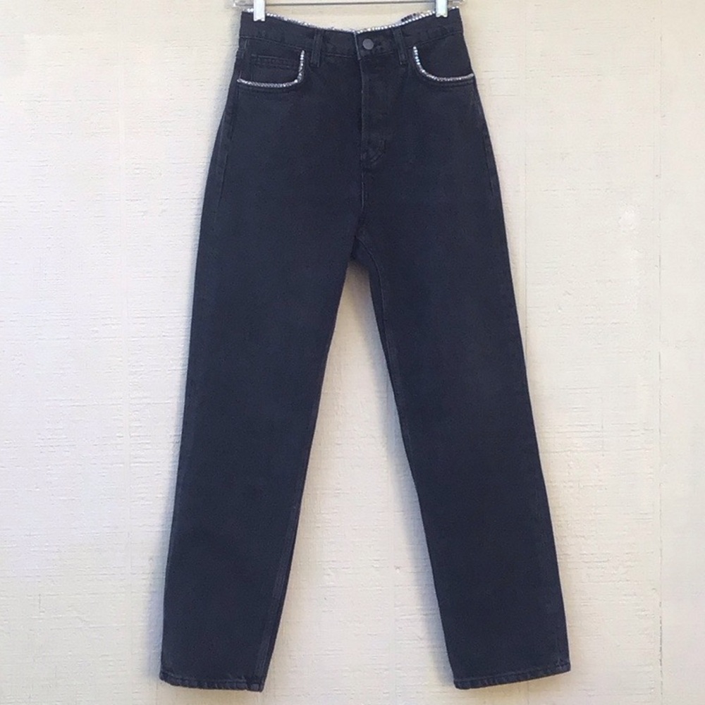 Reformation stardust jewel high rise black Ventura wash rhinestone gems jeans